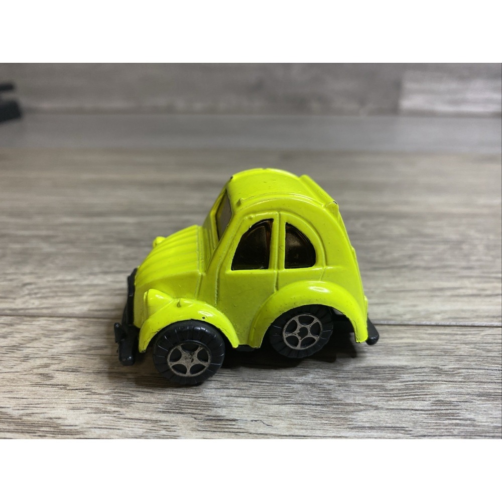VTG Neon Yellow Citroen Bug Car- No 314- Happy Loco Made in Hong Kong 1960s-70s